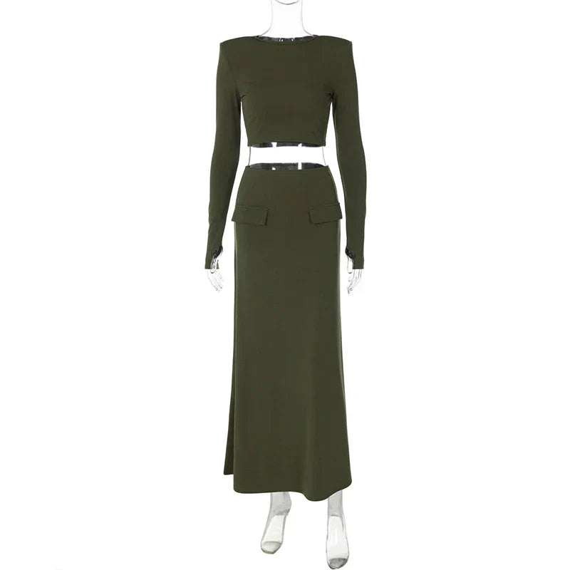 סט שני חלקים טופ וחצאית מקסי - באדי