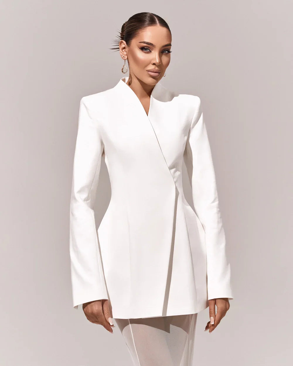 סט שני חלקים אלגנטי בלייזר וחצאית מקסי שיפון - אנסטסיה