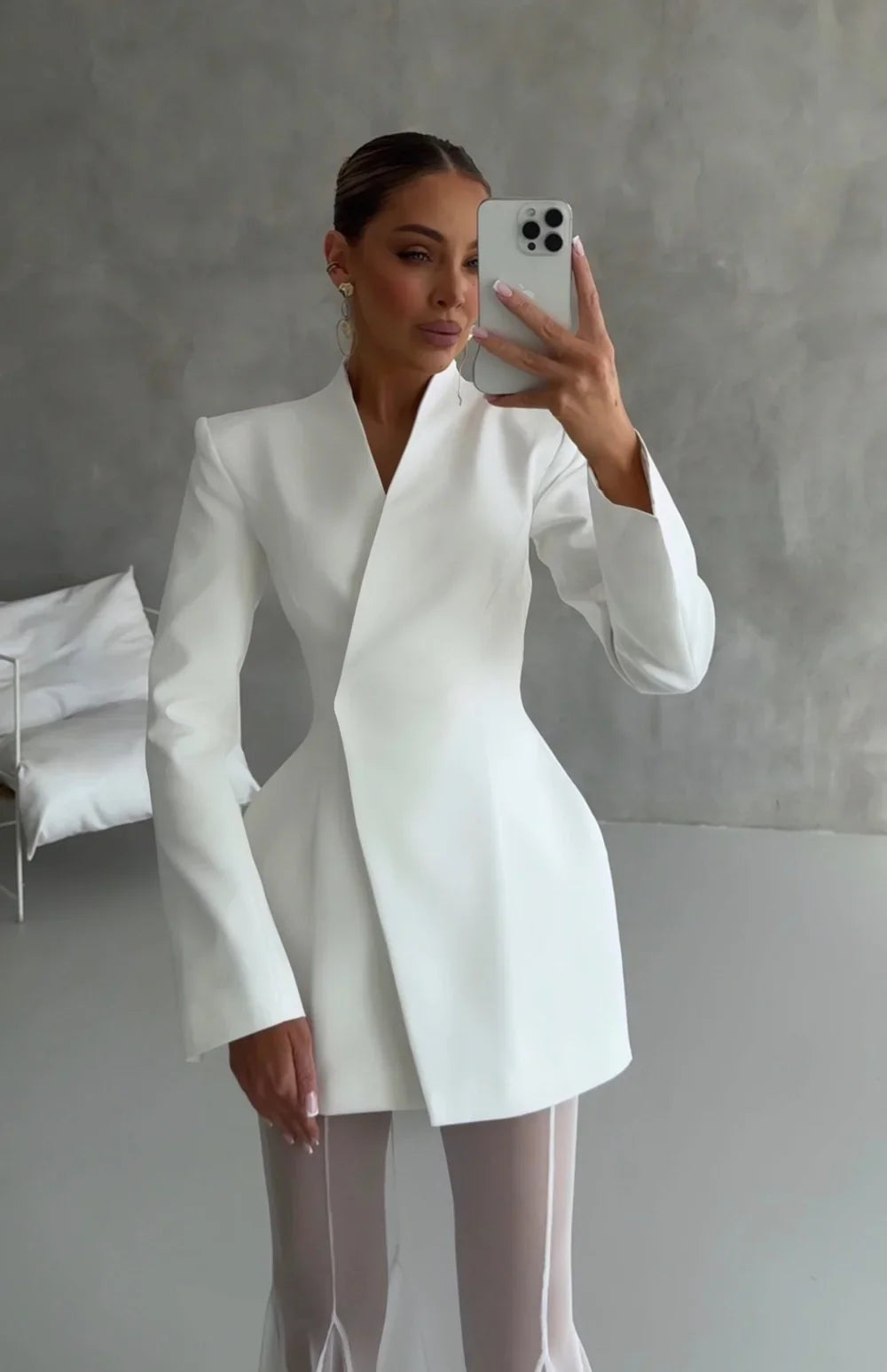 סט שני חלקים אלגנטי בלייזר וחצאית מקסי שיפון - אנסטסיה