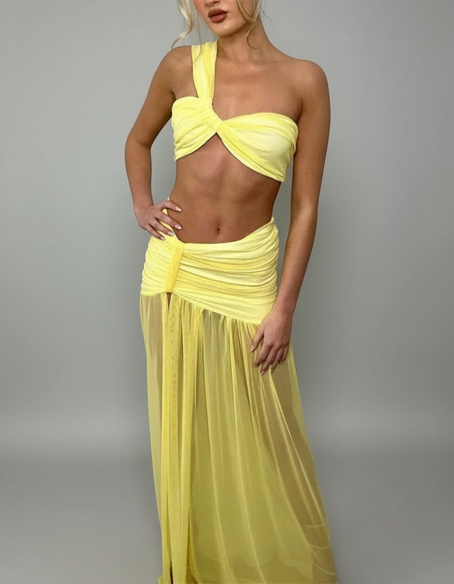 שמלת מקסי עם שסע קדמי דגם לוסי