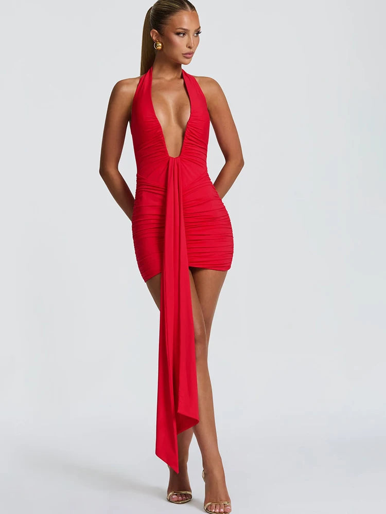 שמלת מיני מחשוף עמוק דגם ולנטינה