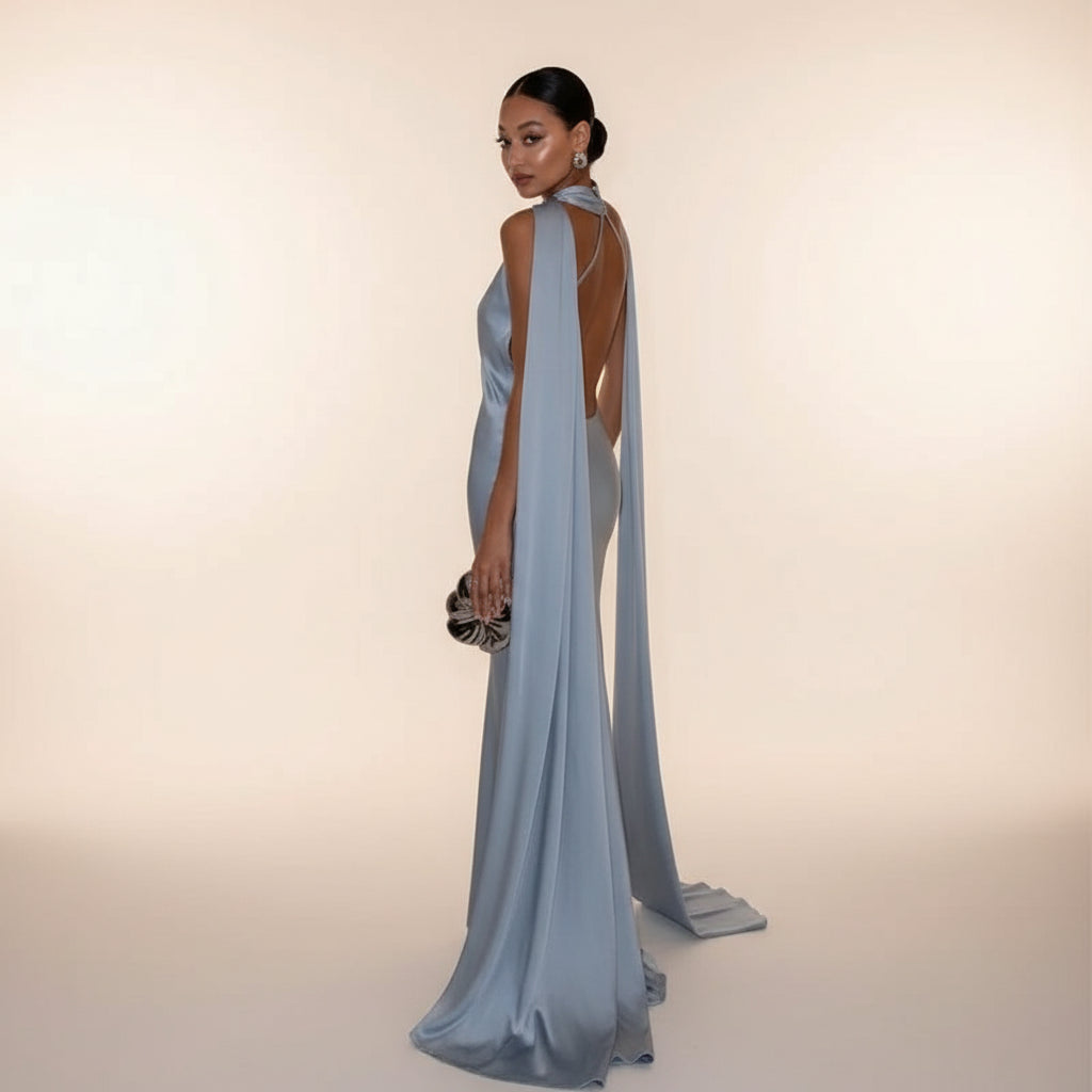 שמלת מקסי בעלת גב חשוף דגם סולנה