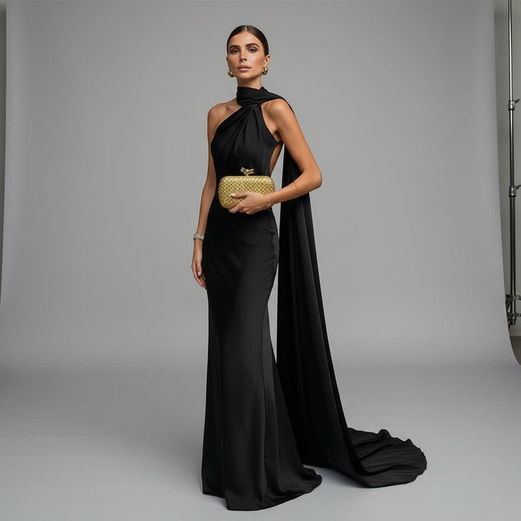 שמלת מקסי בעלת גב חשוף דגם סולנה