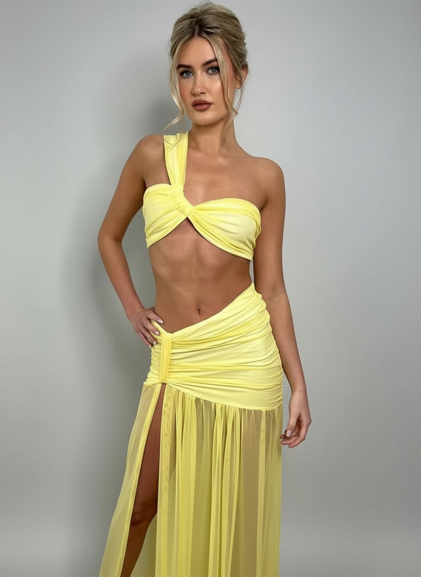 שמלת מקסי עם שסע קדמי דגם לוסי