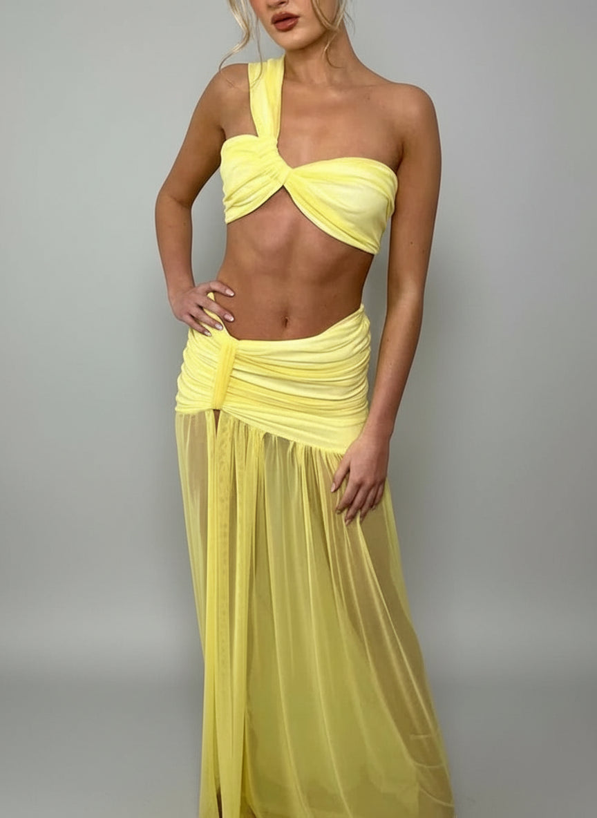 שמלת מקסי עם שסע קדמי דגם לוסי