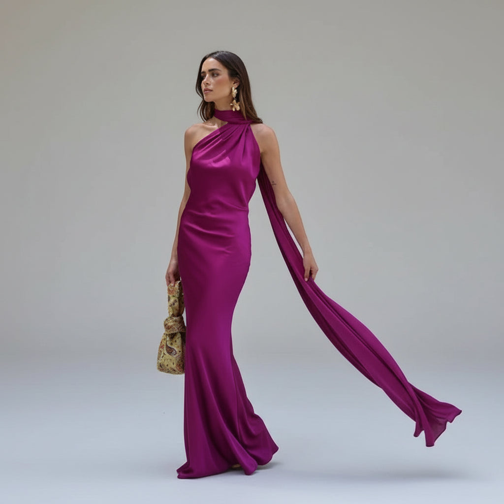 שמלת מקסי בעלת גב חשוף דגם סולנה