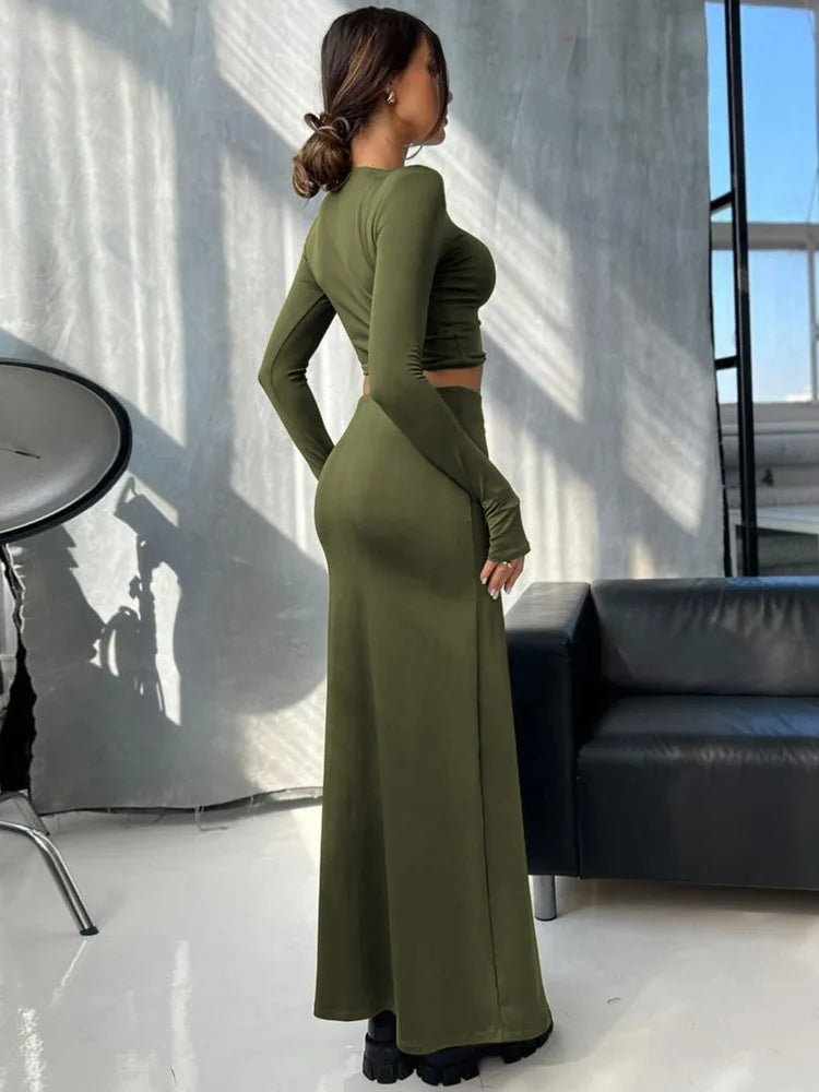 סט שני חלקים טופ וחצאית מקסי - באדי