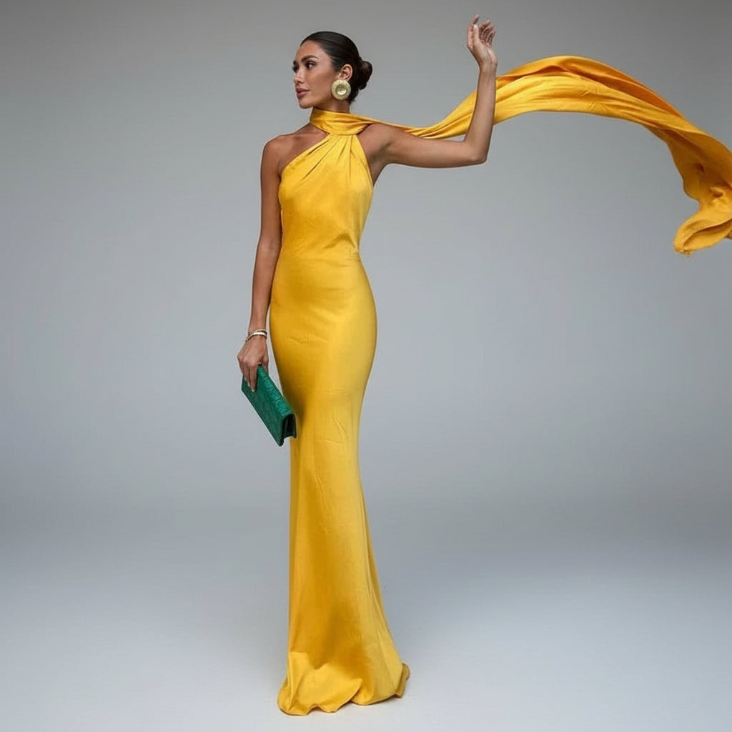 שמלת מקסי בעלת גב חשוף דגם סולנה