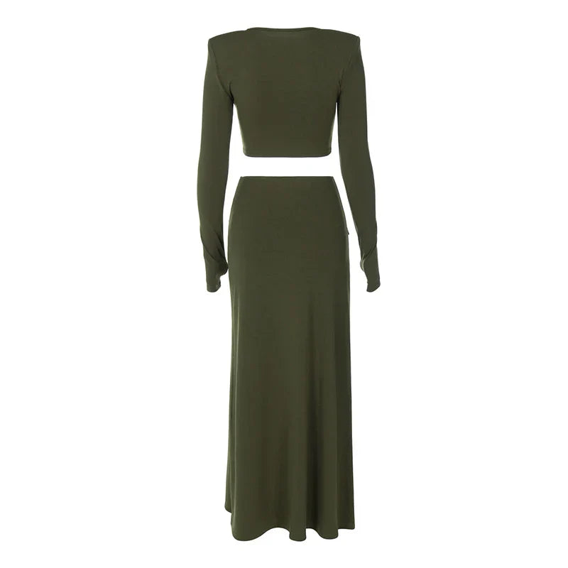 סט שני חלקים טופ וחצאית מקסי - באדי