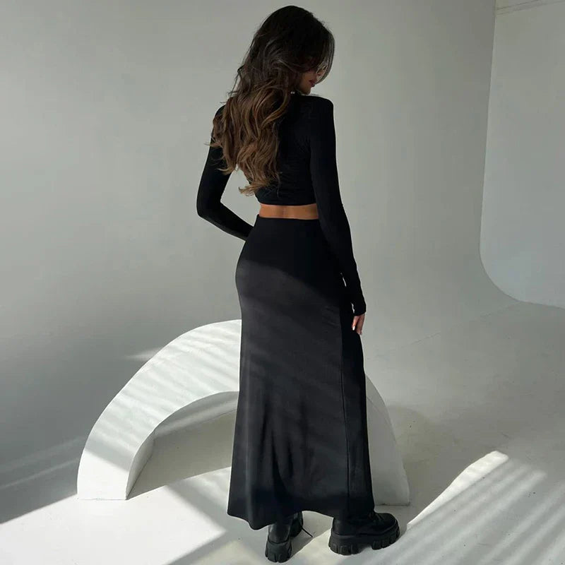 סט שני חלקים טופ וחצאית מקסי - באדי