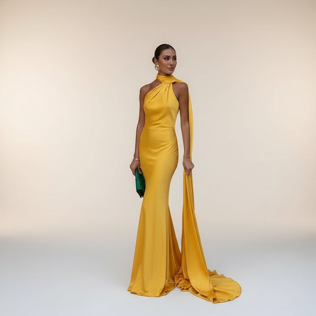 שמלת מקסי בעלת גב חשוף דגם סולנה