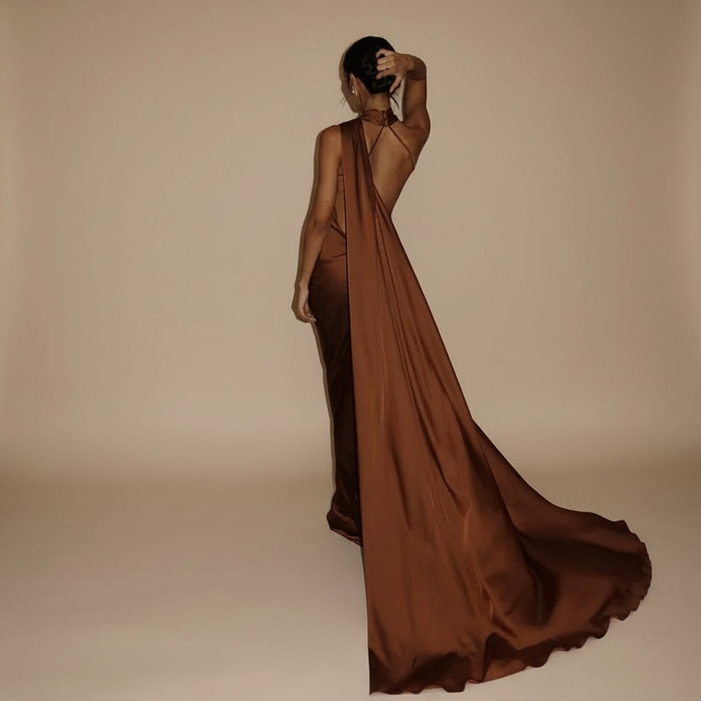 שמלת מקסי בעלת גב חשוף דגם סולנה