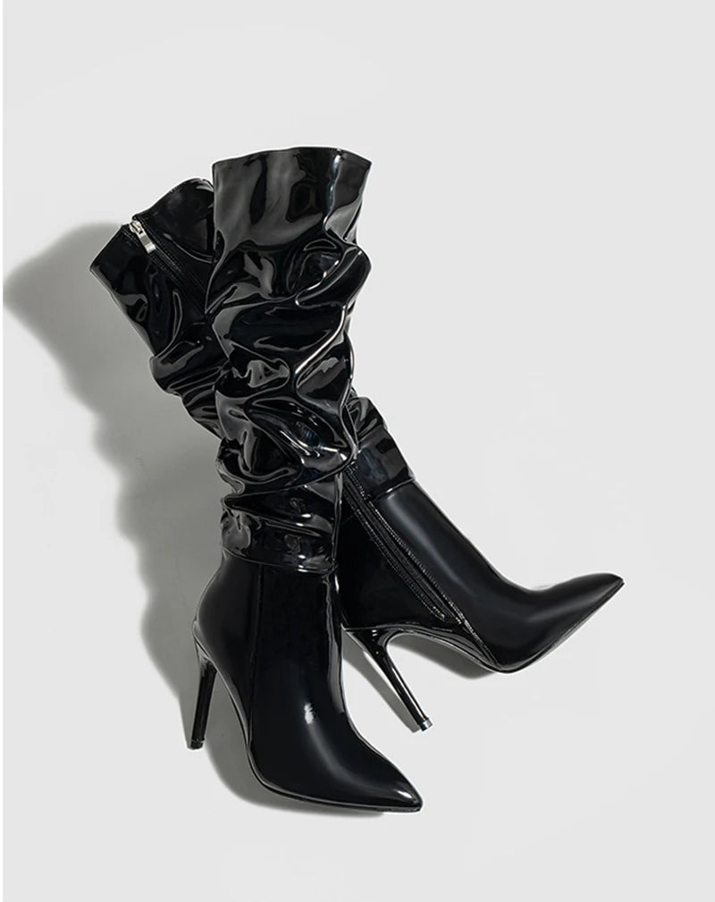 מגפי דמוי עור מבריק דגם תאיר