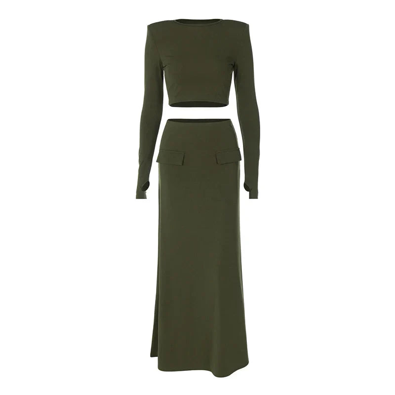 סט שני חלקים טופ וחצאית מקסי - באדי