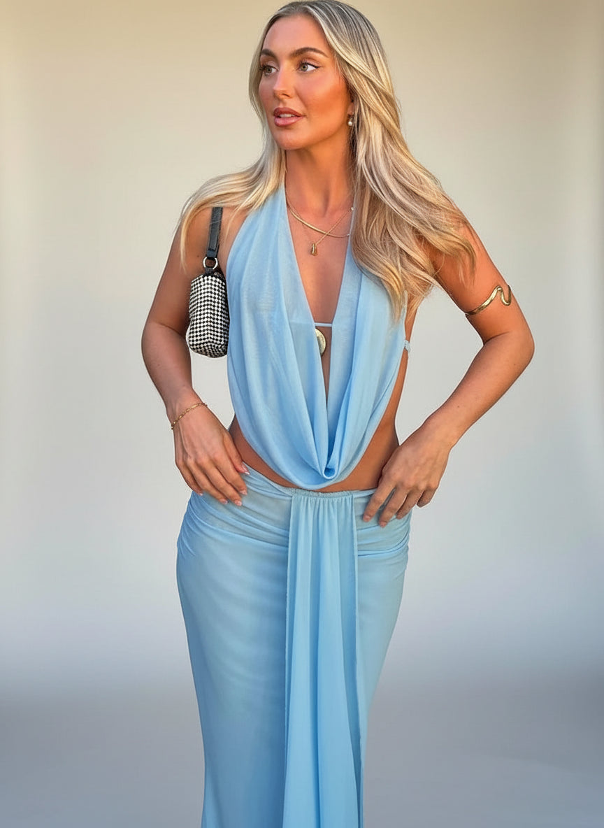 שמלת מקסי בעלת מחשוף עמוק דגם סופי