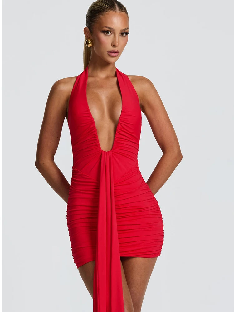 שמלת מיני מחשוף עמוק דגם ולנטינה